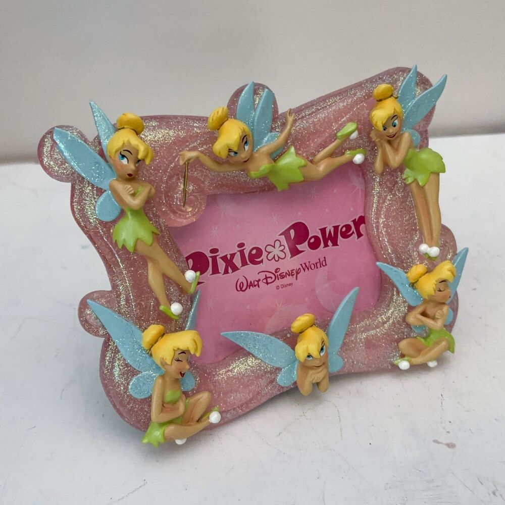 Walt Disney World Tinker Bell Pixie Power Picture Frame 4x6 Peter Pan Glitter